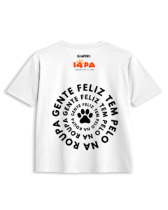 Camiseta Branca - Gente Feliz Tem Pelo na Roupa