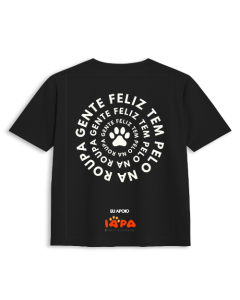 Camiseta Preta - Gente Feliz Tem Pelo na Roupa